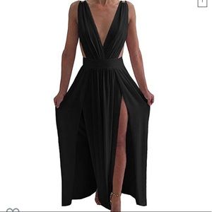 Black backless formal dress